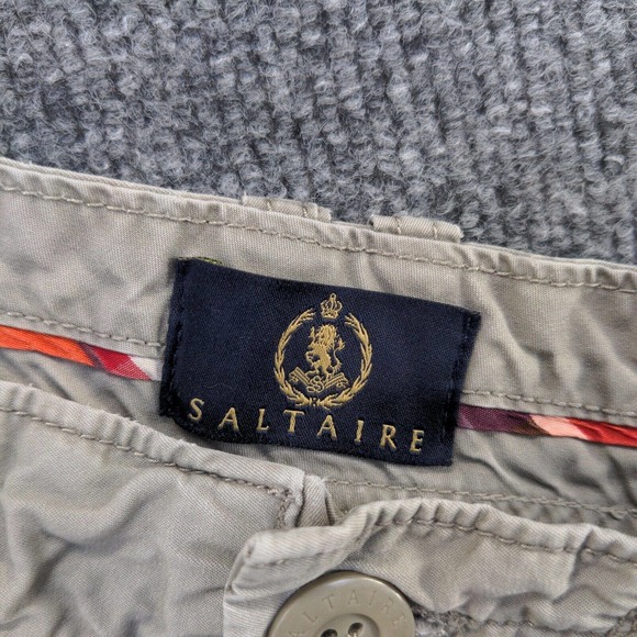 Saltaire Mens Summer Twill Chino Shorts Gray Size 38 Slash Pockets - Picture 11 of 12